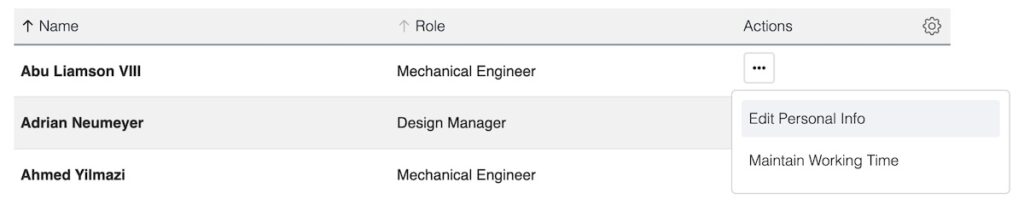 Change team member personal details.