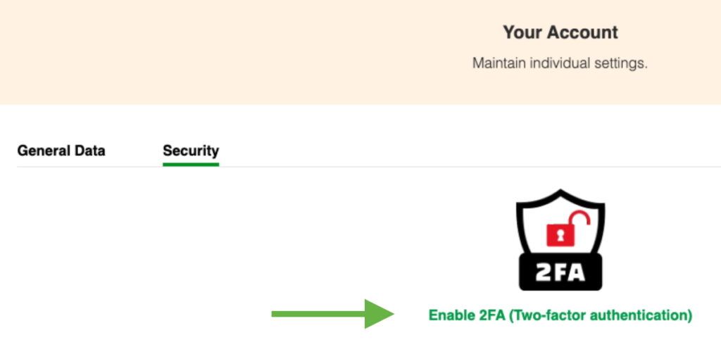 Two-factor authentication can be enabled in the Caperity user account menu.