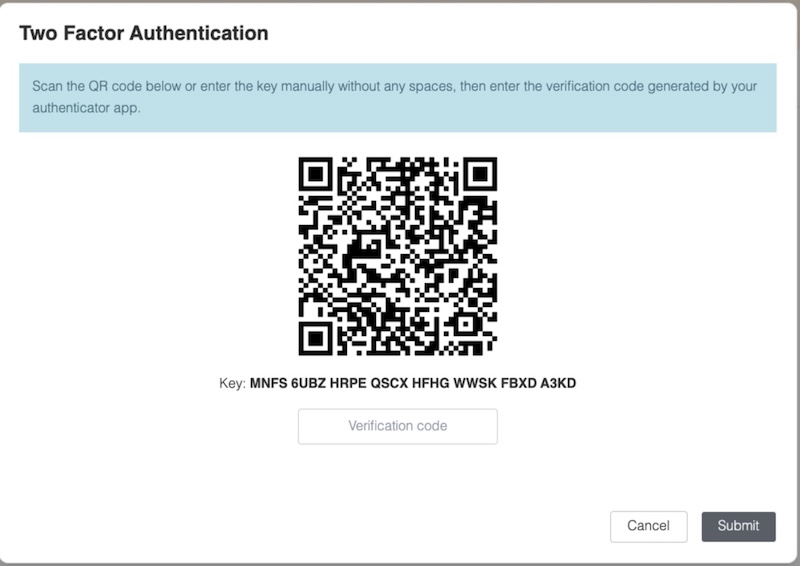 Scan the QR code with your authenticator app.