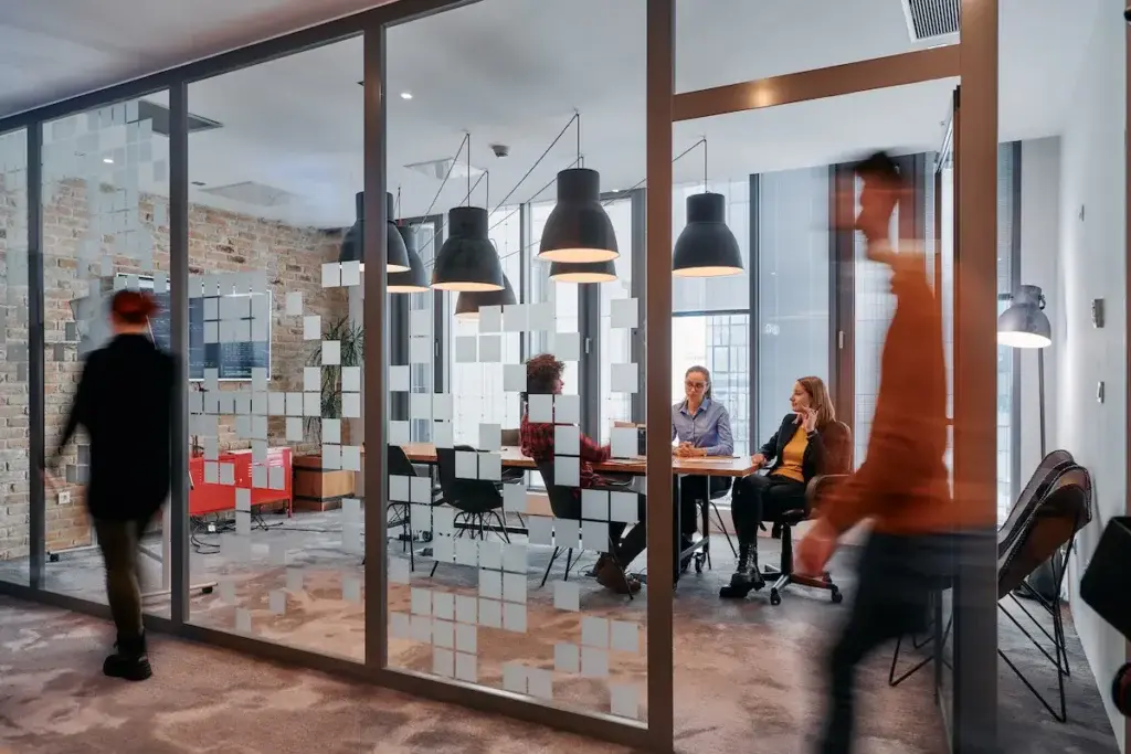 Interior design team collaborating on a project.