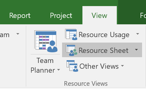 Using Microsoft Project for capacity planing requires resources to be set up first. This is done in the resource sheet.