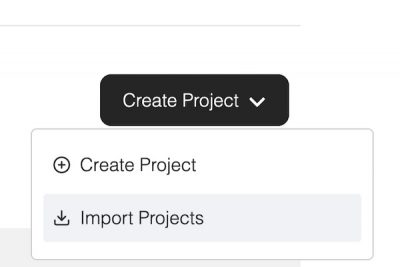 Projects can be uploaded from an Excel file. Click the Create Project Button.
